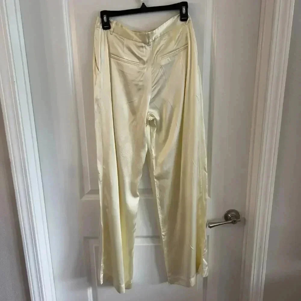 LoveShackFancy 100% Silk Cream Pants – Size 4 - Picture 5 of 7